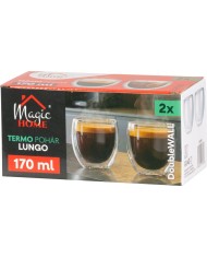 Pohár MagicHome Lungo na kávu/čaj, termo s dvojitou stenou, 170 ml, bal. 2 ks