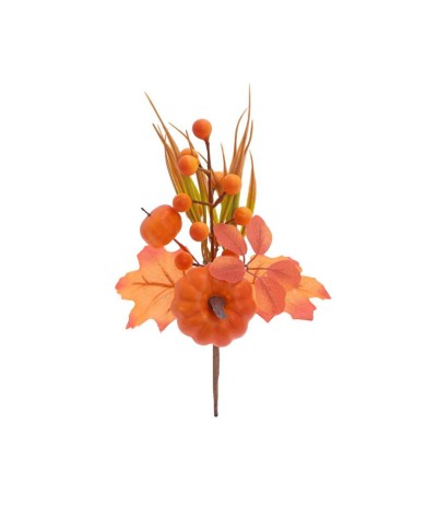 Ozdoba zapichovacia tekvica guličky lístie 25 cm oranžová