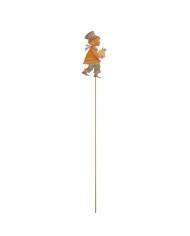 Ozdoba zapichovacia chlapec 85 cm hrdza kov