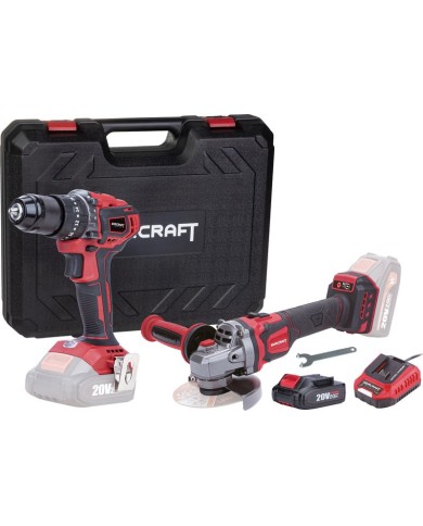 SET Worcraft COMB001, skrutkovač CHD-S20LiBA + uhlová brúska CAG-S20LiBE-125 mm, bezuhlíkové, v kufríku