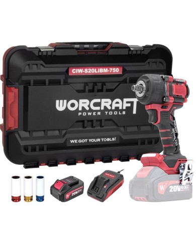 SET Uťahovák Worcraft CIW-S20LiBM-750 ShareSYS, 20V Li-Ion, rázový, 800 Nm, 1/2" square, v kufríku