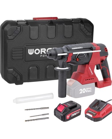SET Kladivo Worcraft CRH-S20LiBCM, 20V, ShareSYS, SDS+, 3J, bezuhlíkové, v kufríku