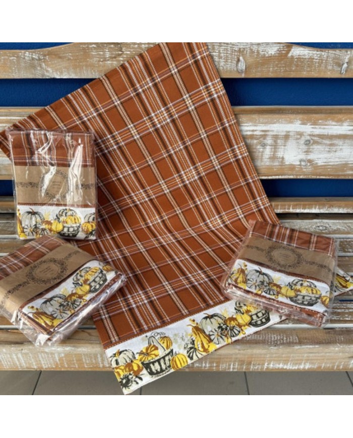 Utierka kuchynská bavlnená tkaná Hnedá jeseň 3ks, 50x70cm, 270 g/m2