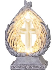 Dekorácia MagicHome, Krídla s krížom, LED, polyresin, na hrob, solar, 16,5x10x24 cm