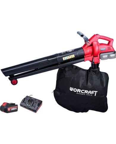 SET Fukár Worcraft CLBV-S40Li ShareSYS, vysávač lístia, 230 km/h, 2x20V, 45 lit., 2x akumulátor CLB-20V-4.0, 1x nabíjačka CLC-20