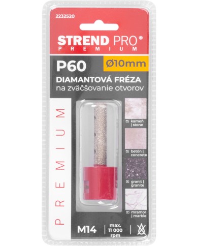 Fréza Strend Pro Premium DM617, M14, 10 mm, G60, diamant, na zväčšovanie dier k vyrezávacím korunkám, professional