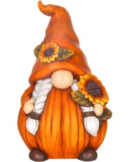 Dekorácia MagicHome Nature, Trpaslík - dievčatko so slnečnicou, magnézia, 22x24,2x38 cm