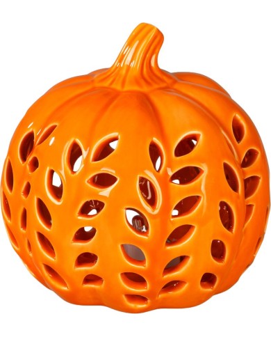 Dekorácia MagicHome Nature, tekvica, so svetlom, porcelánová, 10,5x10,5x10,6 cm