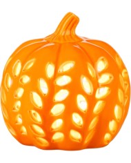 Dekorácia MagicHome Nature, tekvica, so svetlom, porcelánová, 10,5x10,5x10,6 cm