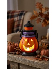 Dekorácia MagicHome Nature, tekvica - lampáš, LED, terakota, 7x7,3x13 cm