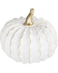 Dekorácia MagicHome Nature, tekvica, polyresin, zlato-biela, 20,3x20,5x16,8 cm