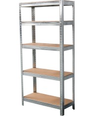 Regál Racks, kovový, MDF, 5 políc, 1500x700x300 mm