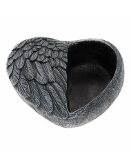 Obal srdce cement sivý s krídlami 20,5cm