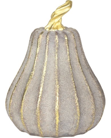 Dekorácia MagicHome Nature, tekvica, polyresin, zlato-sivá, 12,2x12,2x16,2 cm
