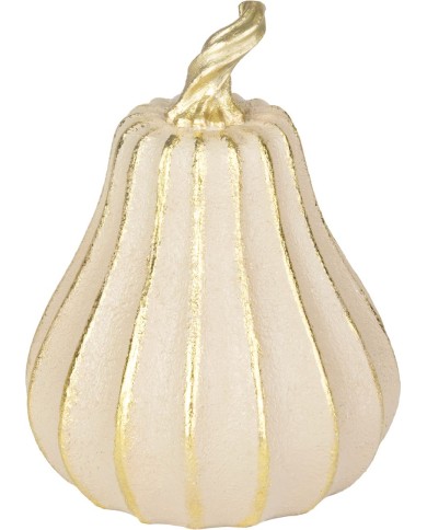 Dekorácia MagicHome Nature, tekvica, polyresin, zlato-béžová, 12,2x12,2x16,2 cm