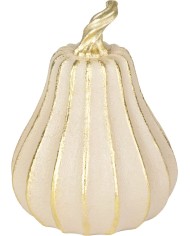Dekorácia MagicHome Nature, tekvica, polyresin, zlato-béžová, 12,2x12,2x16,2 cm