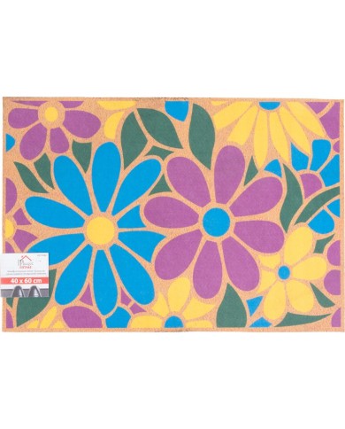 Rohožka MagicHome, pred dvere, Flowers, plast/latex, 40x60 cm