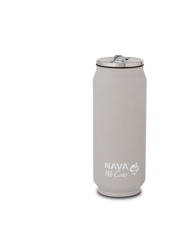Termohrnček so slamkou 500 ml nerez, sivý NAVA