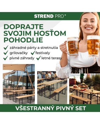 Set pivný DORTMUND Standard3, stôl 175x45x75 cm, 2x lavica 175x23x47 cm, drevo 25 mm