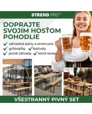 Set pivný DORTMUND Standard3, stôl 175x45x75 cm, 2x lavica 175x23x47 cm, drevo 25 mm