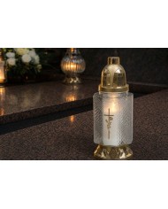 Kahanec Cross, číre sklo, 28 h, 25.5 cm, pozlatený, na hrob, mix vzorov