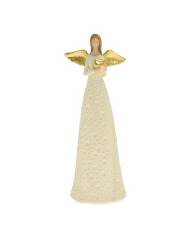 Postavička anjel so srdcom 31,5 cm poly krémový