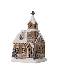 Dekorácia kostol perník LED 14x12x23,5cm poly