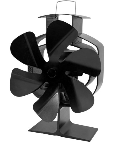 Ventilátor Strend Pro, krbový, stojanový, poháňaný teplom, 6-lopatkový, čierny