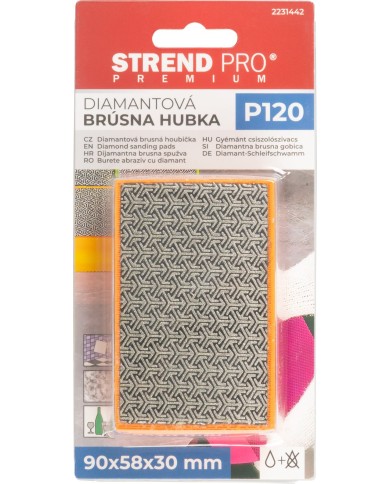 Hubka Strend Pro Premium, 90x58x30 mm, P120, brúsna, diamantová, pre obkladačov
