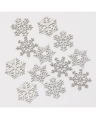 Dekorácia vločka 4,5x0,3x4,5 cm mix sada 12 ks drevo biela