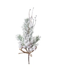 Ozdoba zapichovacia vetvička biele plody+čečina 35cm