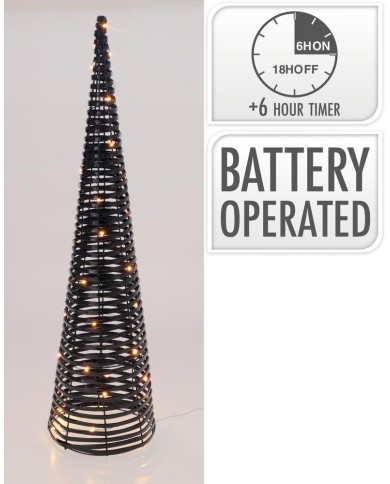 Dekorácia pyramída 60 LED 80 cm s časovačom čierna