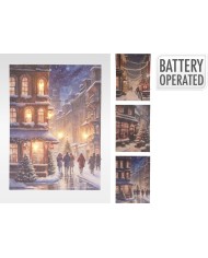 Obraz vianočný 28x38 cm s LED osvetlením mesto mix