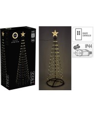 Dekorácia pyramída/strom 370 LED teplé biele 210 cm adaptér, ovládač, čierna