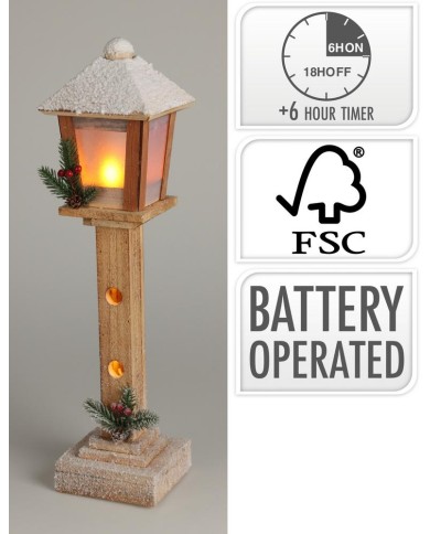Dekorácia lampa LED 52 cm s časovačom drevo