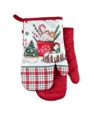 Chňapka kuchynská 2ks/sada, candy cane, karo červená