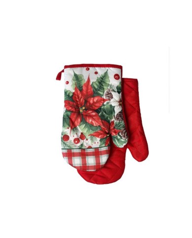 Chňapka kuchynská 2ks/sada, vianočná ruža, karo červená