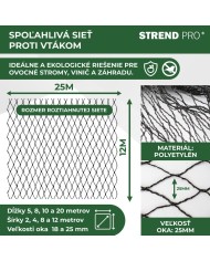 Sieť Strend Pro, 12x25 m, oko 25 mm, proti vtákom, PE