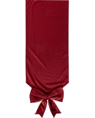 Štóla, behúň na stôl, s mašľou, zamat, burgundská červená, 33x240 cm