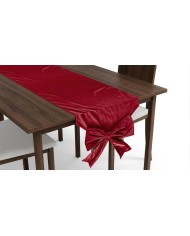 Štóla, behúň na stôl, s mašľou, zamat, burgundská červená, 33x240 cm