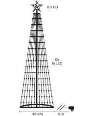 Dekorácia MagicHome Vianoce, stromček, 190xLED, studená biela, plast-meď, 50x180 cm