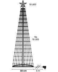Dekorácia MagicHome Vianoce, stromček, 190xLED, teplá biela, plast-meď, 50x180 cm