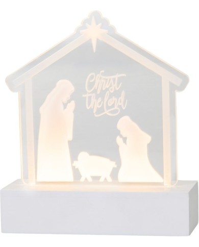 Dekorácia MagicHome Vianoce, Narodenie Ježiša, 10xLED teplá biela, IP20, 2xAA, 15x5,8x17,5 cm