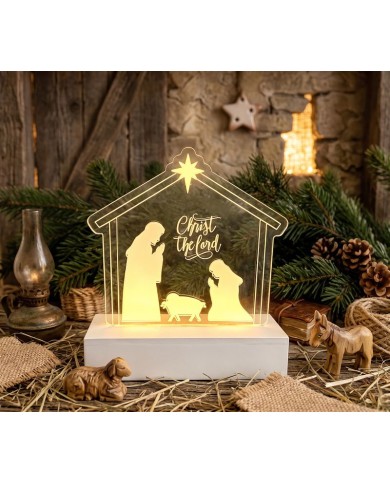 Dekorácia MagicHome Vianoce, Narodenie Ježiša, 10xLED teplá biela, IP20, 2xAA, 15x5,8x17,5 cm