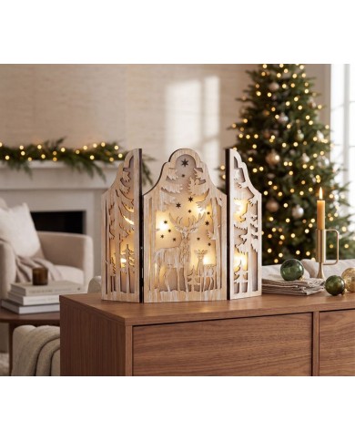 Dekorácia MagicHome Vianoce, Jelene, 8xLED teplá biela, 2xAAA, IP20, 9x8x38 cm