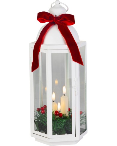 Lampáš MagicHome Vianoce, so stuhou, 3xLED teplá biela, 3xAAA, IP20, 16x14x38,5 cm