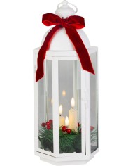 Lampáš MagicHome Vianoce, so stuhou, 3xLED teplá biela, 3xAAA, IP20, 16x14x38,5 cm