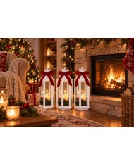 Lampáš MagicHome Vianoce, so stuhou, 3xLED teplá biela, 3xAAA, IP20, 16x14x38,5 cm