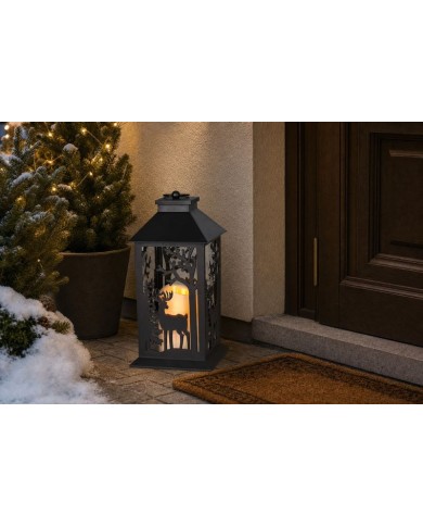 Lampáš MagicHome Vianoce, Jeleň, 1xLED teplá biela, 3xAAA, IP20, 14x14x30 cm