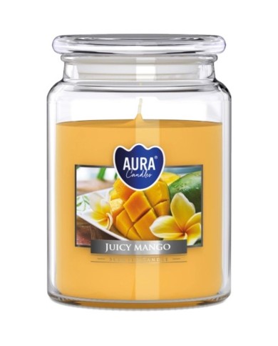 Sviečky AURA, v skle, sladké mango, 100h, 500g
